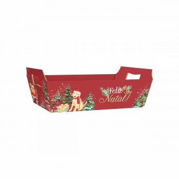 Bandeja Vintage Pets de Natal 26cmx18cmx8,5cm 4pc Vermelho