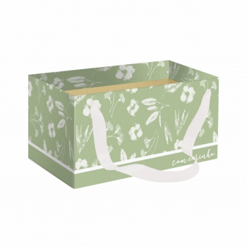 Caixa Kit Flor de Algodão 20cmx12cmx10cm 1pç Verde Chá