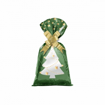 Saco Poli Árvore de Natal 12cmx22cm 50pçs Verde/Ouro