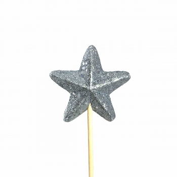 Pick Estrela Cheia 07cm 1pc Branca com Glitter