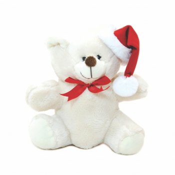 Decorativo Pelúcia Urso Natal 19cm Bege