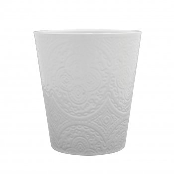 Vaso Dolomita Mandala 14cmx12,5cm 1pç Branco