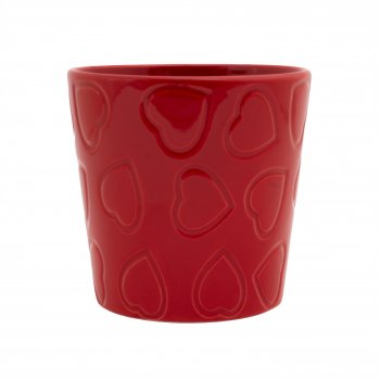 Vaso Dolomita Hearts 13cmx12,5cm 1pç Vermelho