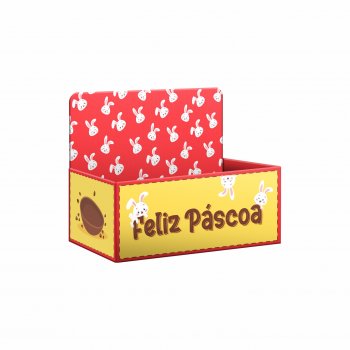 Caixa Display Festa Do Chocolate Feliz Páscoa 21cmx9cmx12cm 1pç Amarelo/Vermelho