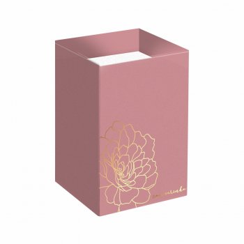 Cachepot Quadrado Flower c/ Hot Stamping 12cmx12cmx17,5cm 6pcs Rosé/Ouro