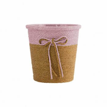 Cachepot Paper 14cmx14cm 1pç Natural/Rosa