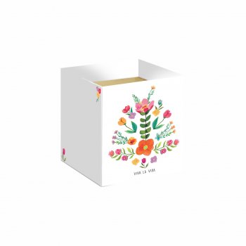 Cachepot Quadrado Viva La Vida 11cmx11cmx11cm 10pc Branco