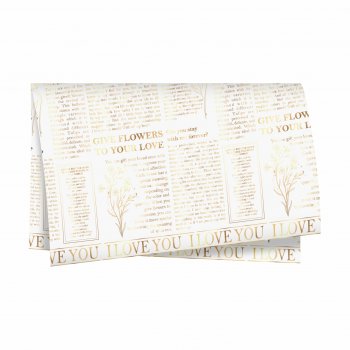 Poli 400 Acetinado Coreano Love Journal 58cmx58cm 20fls Branco/Ouro