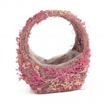 Cesta Primavera 20cmx13cmx27cm Rosa/Off White