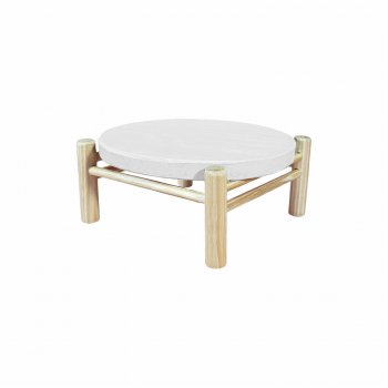 Suporte c/ Pé de Madeira 12,5cmx5,5cm 1pc Branco/Natural
