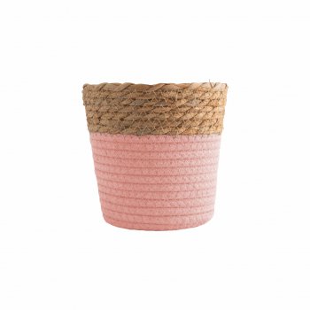 Cachepot Cotton 16cmx16cm 1pç Natural/Rosa