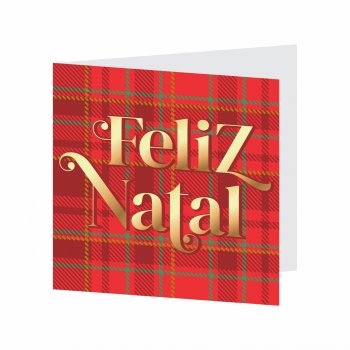 Cartão Feliz Natal/C Hot Stamping 09cmx09cm 10pçs Vermelho/Ouro