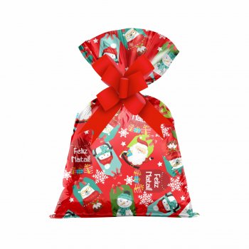 Saco Poli Metalizado Nosso Natal 25cmx35cm 50pc Vermelho