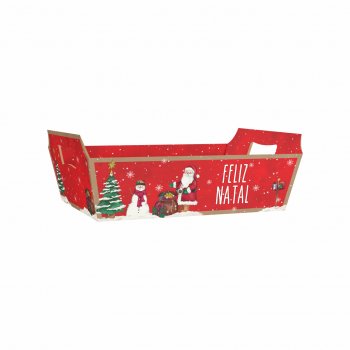 Bandeja Vintage Snow Time 26cmx18cmx8,5cm 4pc Vermelho