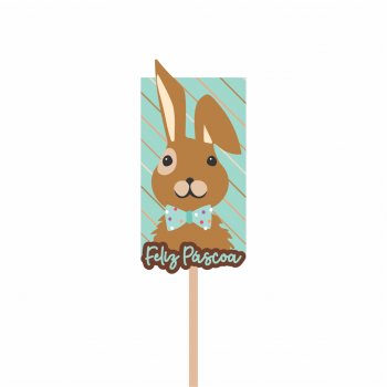 Pick MDF Bunnies 84mmx41mm 1pç Turquesa/Marrom