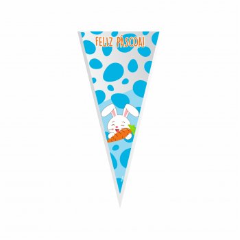 Cone Poli Pop Páscoa 12cmx25cm 50pçs Azul