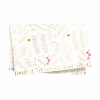 Poli 400 Acetinado Tipo Coreano Flowers For Today 49cmx69cm 20fls Branco/Ouro