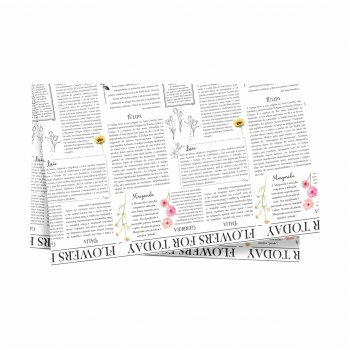 Poli 400 Acetinado Coreano Flowers For Today 49cmx69cm 20fls Branco/Preto