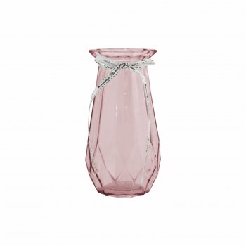 Vaso Vidro Diamond 9,5cmx10,5cmx20cm Rosa