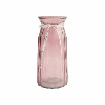 Vaso Vidro Ágata 10cmx11cmx24cm Rosa