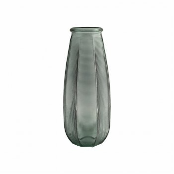 Vaso Vidro Leaf 10,5cmx11cmx26,8cm Cinza