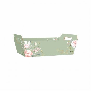 Bandeja Vintage Amor Sem Fim c/ Hot Stamping 26cmx18cmx8,5cm 4pc Verde Chá