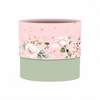 Cachepot Acrílico Milão Amor Sem Fim 15cmx15cm 1pç Rosa/Verde Chá