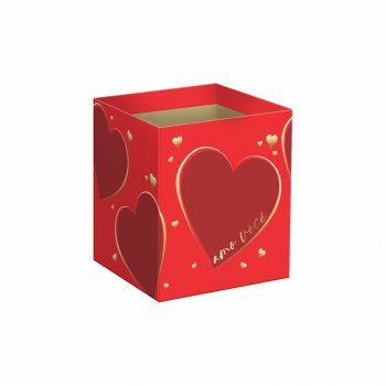 Cachepot Quadrado Eterno Amor c/ Hot Stamping 11cmx11cmx11cm 10pc Vermelho/Ouro