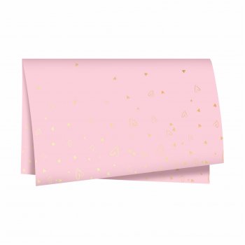 Poli Acetinado Tipo Coreano Amor Sem Fim 58cmx58cm 20fls Rosa/Ouro