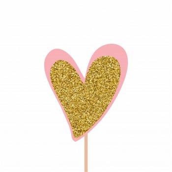 Pick MDF Amor Sem Fim Glítter 61mmx72mm 1pç Rosa/Ouro