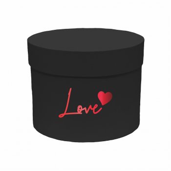 Caixa Rígida Redonda True Love C/Hot Stamping 19,5cmx15cm 1pç Preto/Vermelho