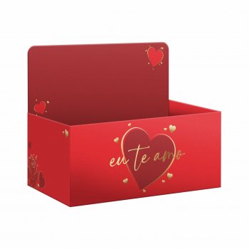 Caixa Display Eterno Amor c/ Hot Stamping 27,5cmx11,5cmx18,5cm 1pç Vermelho/Ouro