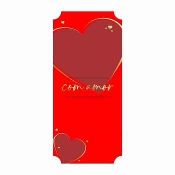 Cartão p/ Flores Eterno Amor c/ Hot Stamping 14,5cmx32cm 6pçs Vermelho/Ouro