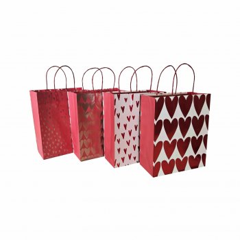 Sacola Presente Corações c/ Hot Stamping 21cmx10cmx25,5cm Sortida