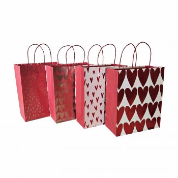 Sacola Presente Corações c/ Hot Stamping 26cmx12cmx32cm Sortida