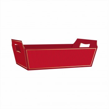 Bandeja Vintage Harmonia 32cmx23cmx10cm 4pc Vermelho/Ouro