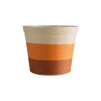 Cachepot Paper 17cmx15,5cm 1pç Off White/Laranja/Marrom