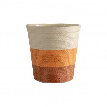 Cachepot Paper 14cmx14cm 1pç Off White/Laranja/Marrom