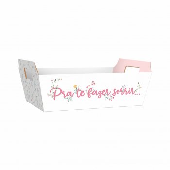 Bandeja Vintage Florir 32cmx23cmx10cm 4pc Branco