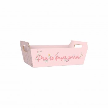 Bandeja Vintage Florir 21cmx15cmx6,5cm 4pc Rosa
