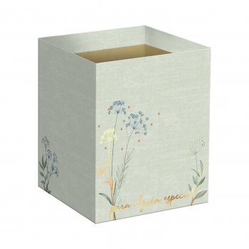 Cachepot Quadrado Aurora c/Hot Stamping 14,5cmx14,5cmx15,5cm 10pc Verde Chá