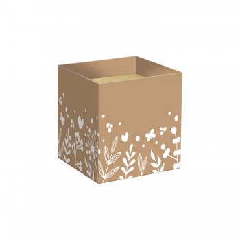 Cachepot Quadrado Encanto 06cmx06cmx5,5cm 10pc Cáqui