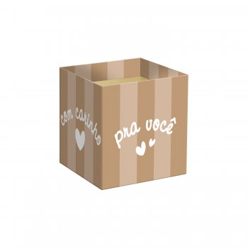 Cachepot Quadrado Encanto Listrado 06cmx06cmx5,5cm 10pc Cáqui