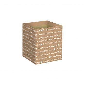 Cachepot Quadrado Mensagem De Carinho 11cmx11cmx11cm 10pc Cáqui