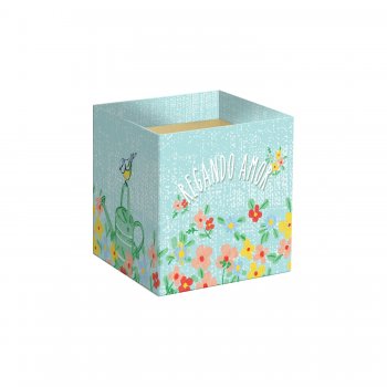 Cachepot Quadrado Regando Amor 06cmx06cmx5,5cm 10pc Cristal
