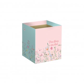 Cachepot Quadrado Florir 11cmx11cmx11cm 10pc Rosa/Cristal