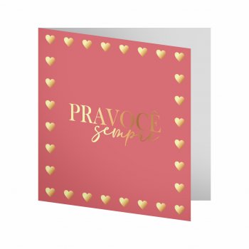 Cartão Essenza c/ Hot Stamping 09cmx09cm 10pçs Blush/Ouro