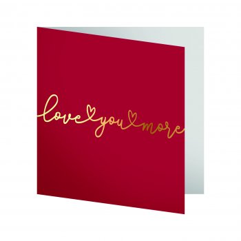 Cartão Love You More c/ Hot Stamping 09cmx09cm 10pçs Vermelho Cherry/Ouro