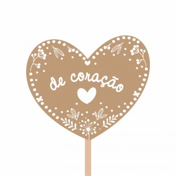 Pick MDF Encanto Coração 84mmx71mm 1pç Cáqui