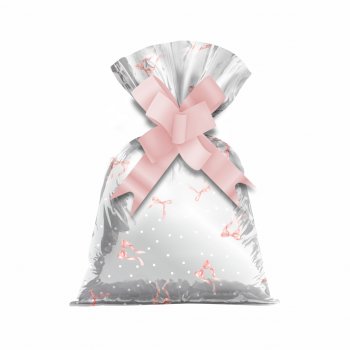 Saco Poli Lacinhos 12cmx22cm 50pçs Rosa